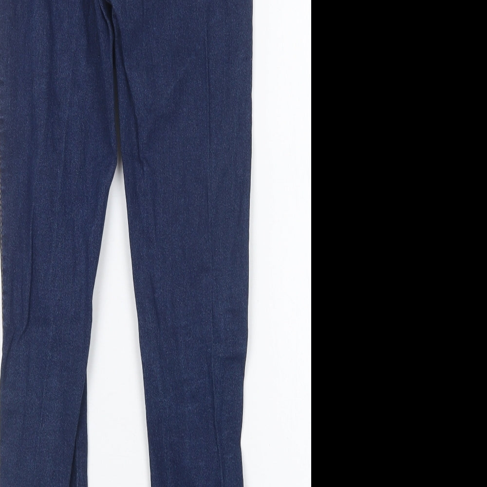 Brand and care label for Denim Co women’s blue cotton jegging jeans, size UK 8, 26-inch leg regular