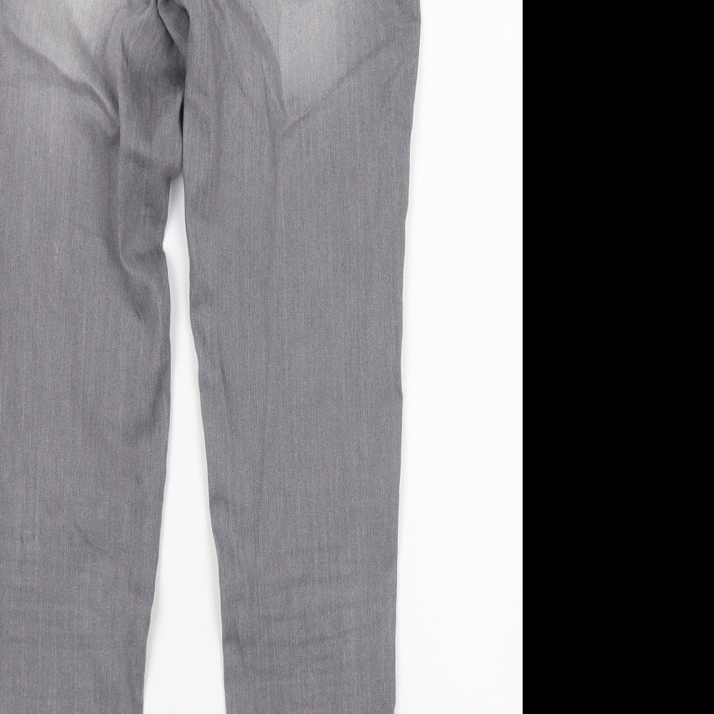Brand and care label for Tu women’s grey cotton skinny jeans, size UK 10, 29-inch leg regular