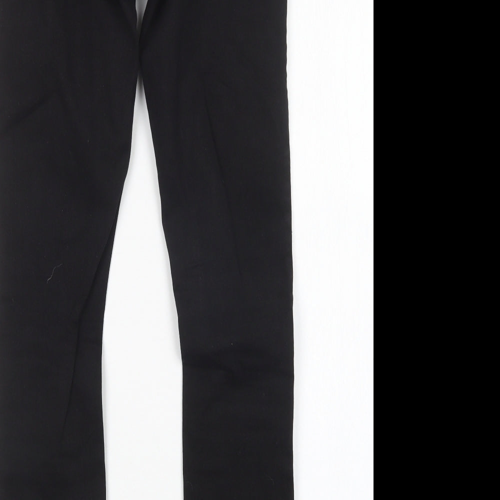 Brand and care label for Denim Co women’s black cotton skinny jeans, size UK 6, 28-inch leg regular