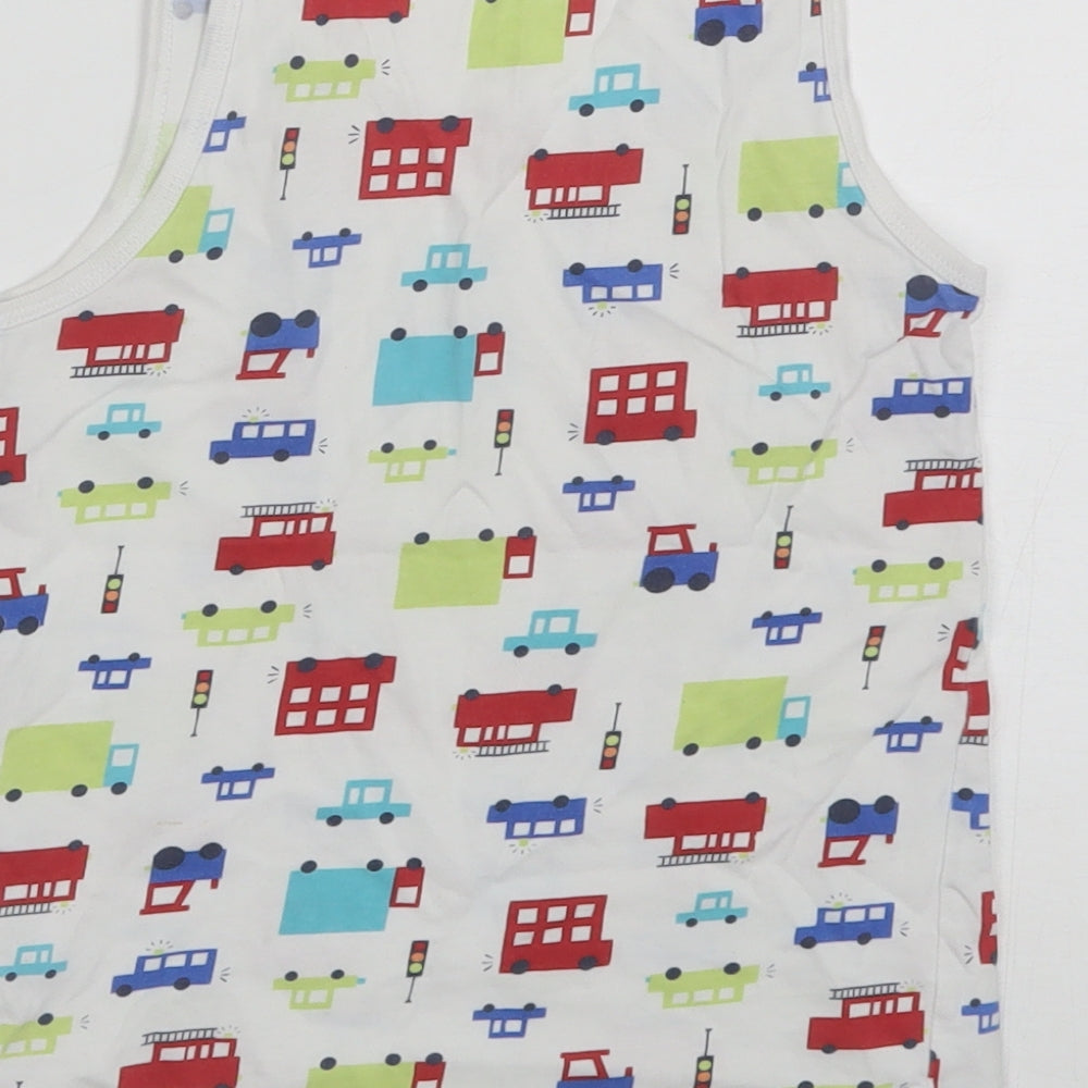 Brand and care label for George boys’ white cotton basic tank, size 7-8, years round neck