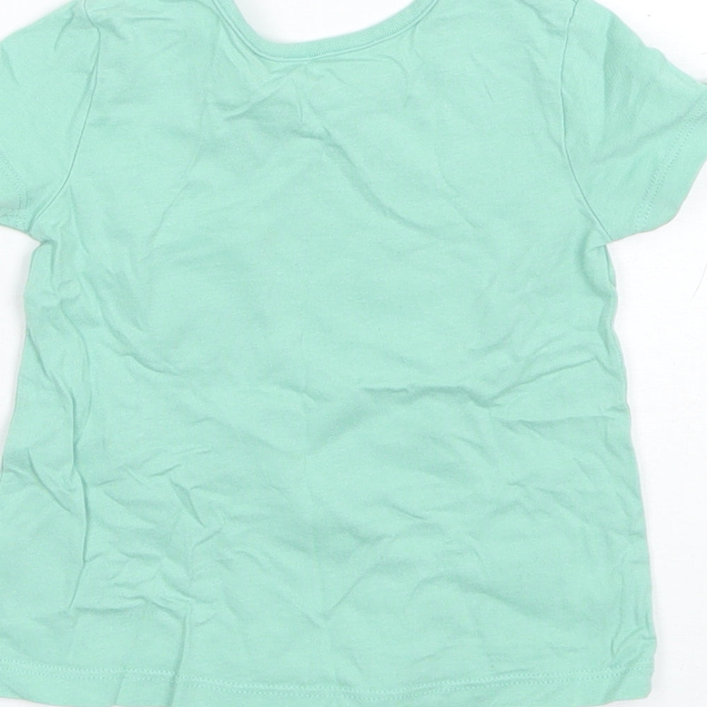 George Baby Green Cotton Basic T-Shirt Size 6-9 Months Round Neck