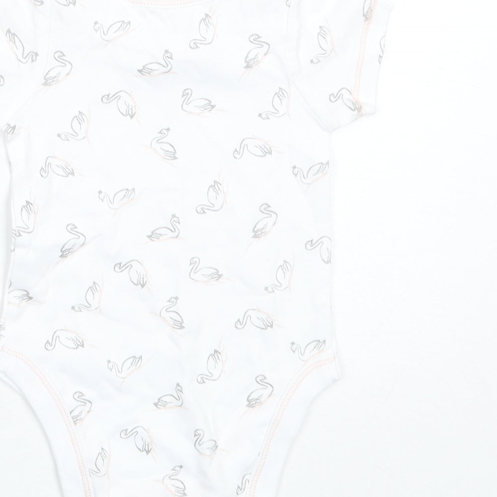 Lily & Dan Baby White Cotton Romper One-Piece Size 6-9 Months - Swans