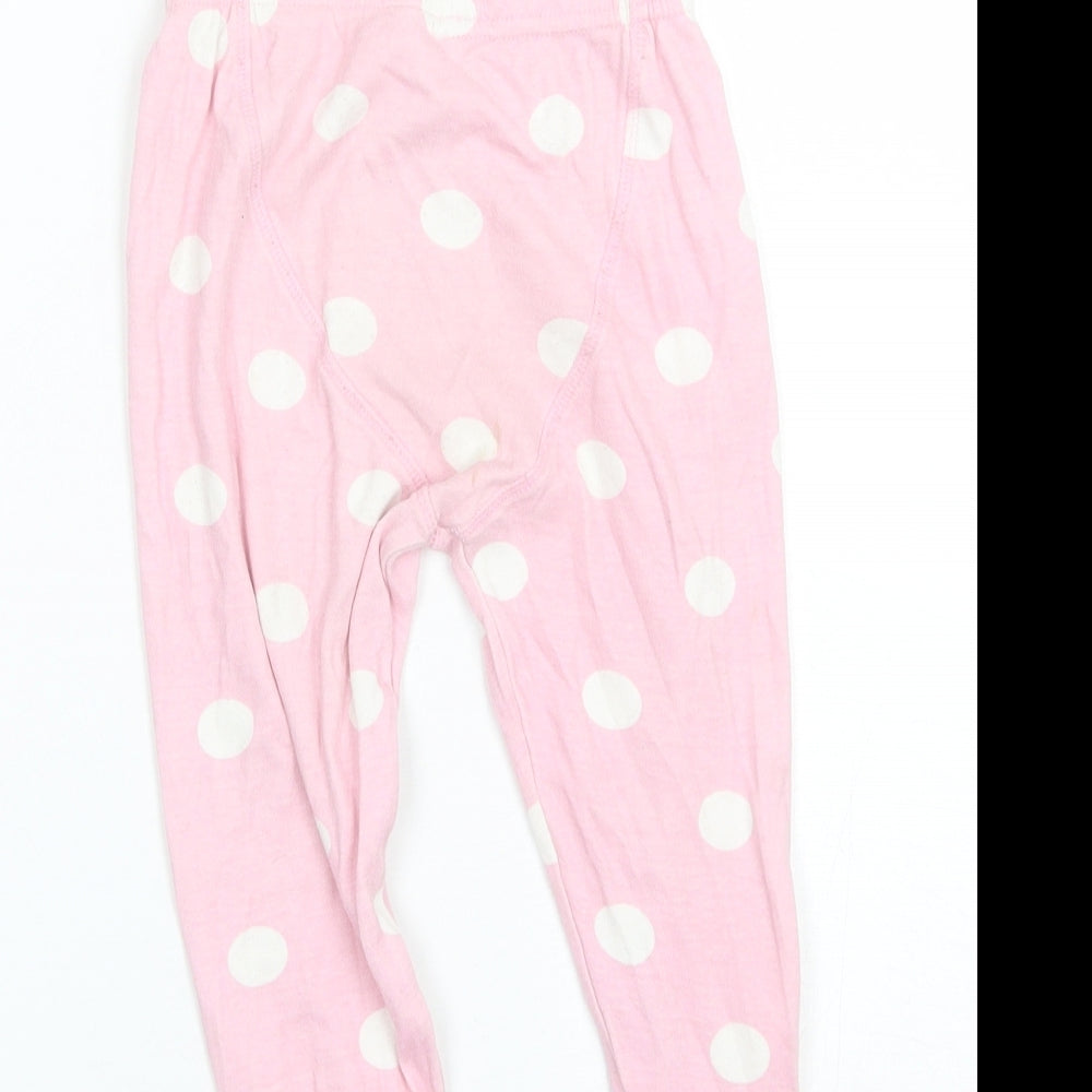 Preworn Girls Pink Polka Dot Cotton Pyjama Pants Size 2-3 Years