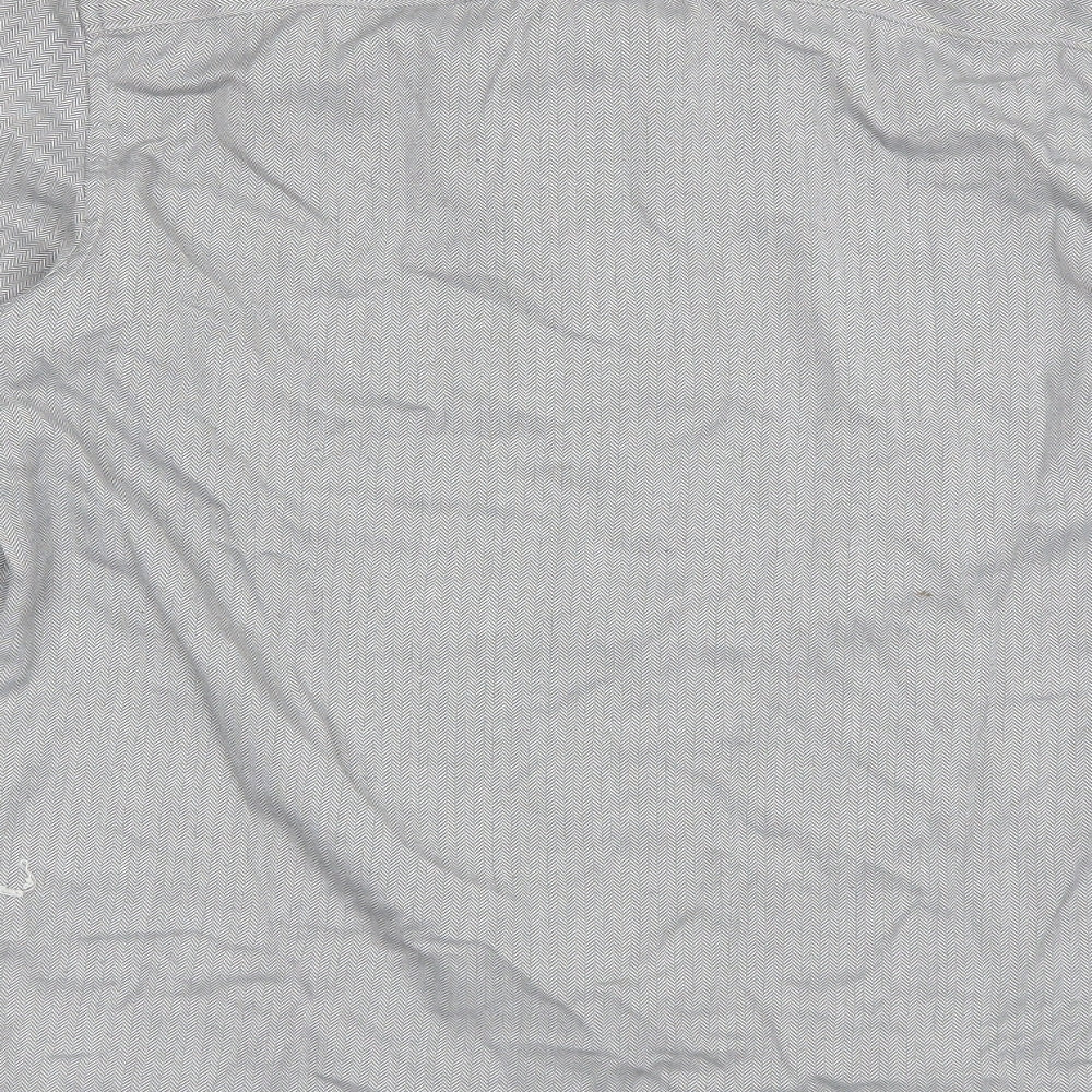 Mens UK Size M River Island Grey Button-Up Long Sleeve Casual Shirt