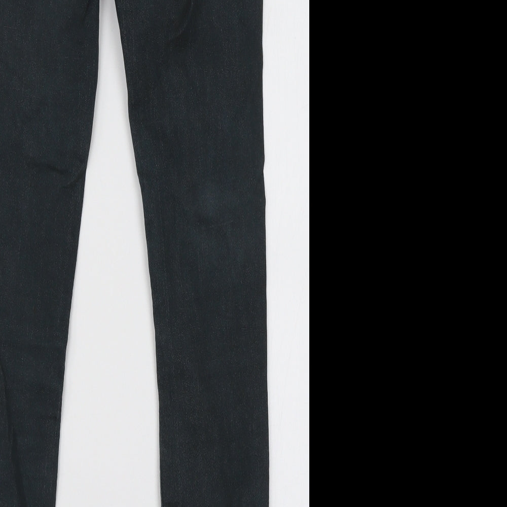 Brand and care label for Divided women’s grey cotton skinny jeans, size UK 10, 28-inch leg regular