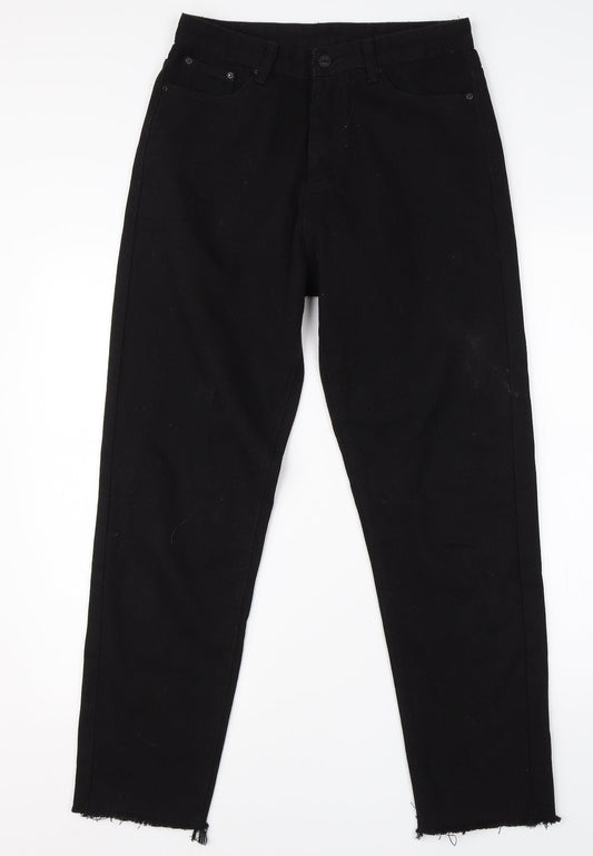 Additional front view of SHEIN women’s black cotton straight jeans, size M, 26-inch leg regular