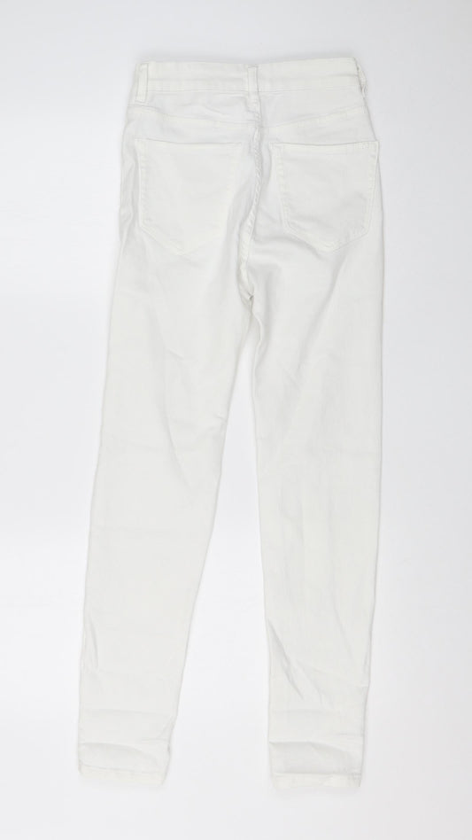 Pull & Bear Womens White  Cotton Skinny Jeans Size 10 L26 in Regular