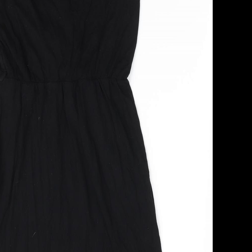 Brand and care label for Apricot women’s black viscose a-line, size S, round neck - lined bodice
