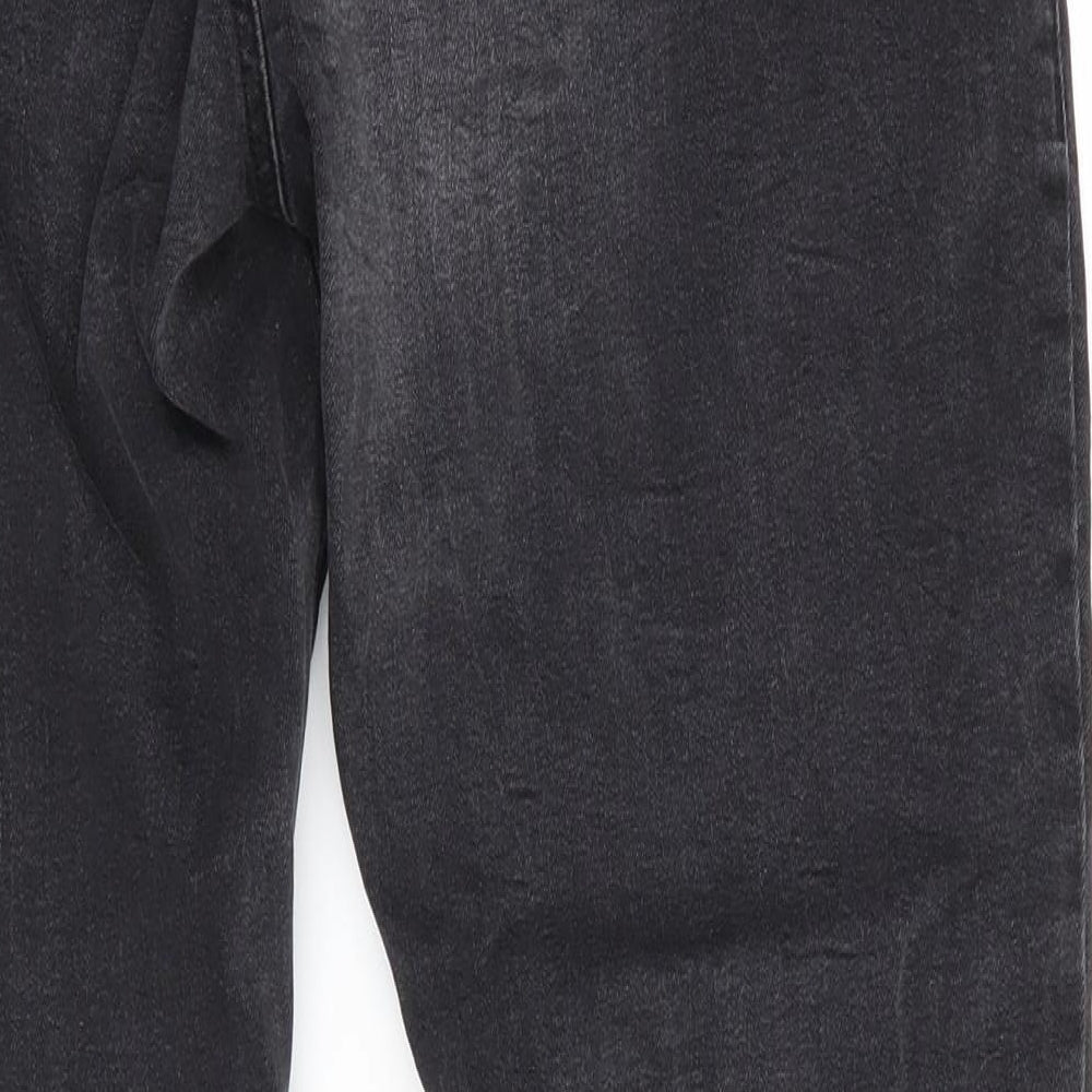Brand and care label for Denim Co women’s black cotton skinny jeans, size UK 14, 27-inch leg regular