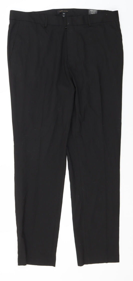 Womens UK Size 36 in River Island Regular Fit Black Trousers