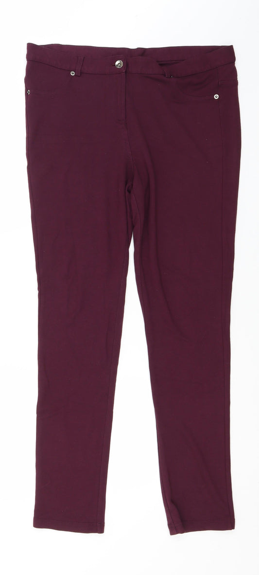 Womens UK Size 16 Warehouse Regular Fit Pink Trousers