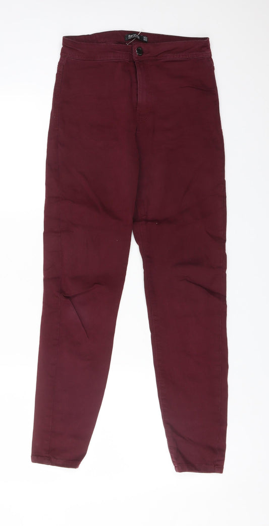 Womens UK Size 8 Bershka Regular Fit Skinny Red Jeans