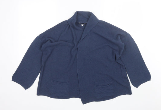 Additional front view of Carina Ricci women’s blue v-neck acrylic cardigan jumper, size L