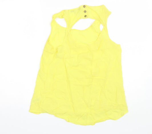 FOREVER 21 Womens Yellow Polyester Basic Tank Size S Round Neck