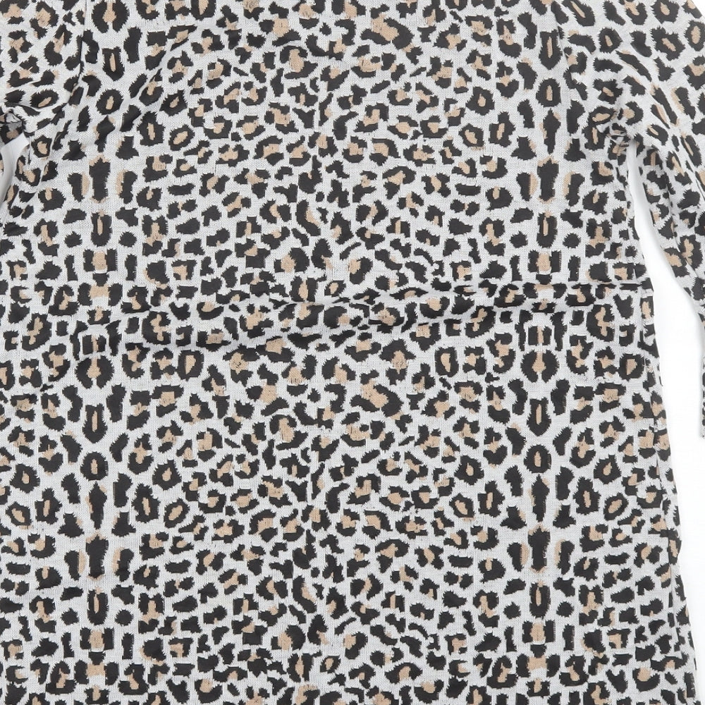 Primark Womens Grey Animal Print Polyester Shift Size 10 Round Neck