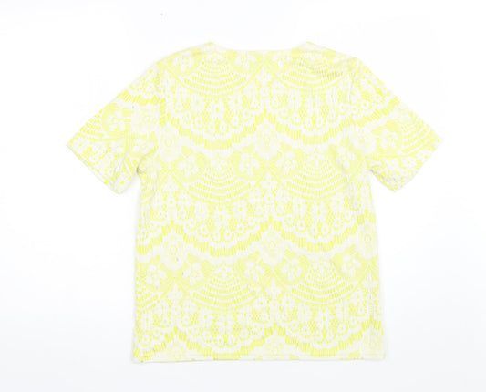 Papaya Womens Yellow Polyester Basic T-Shirt Size 8 Round Neck