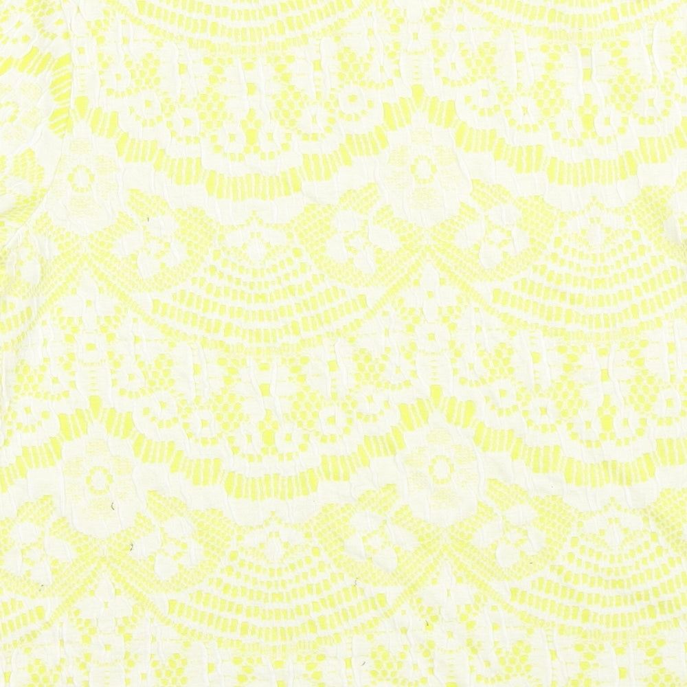 Papaya Womens Yellow Polyester Basic T-Shirt Size 8 Round Neck