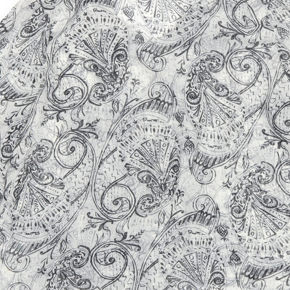 Papaya Womens Grey Paisley Polyester Basic Blouse Size 12 V-Neck