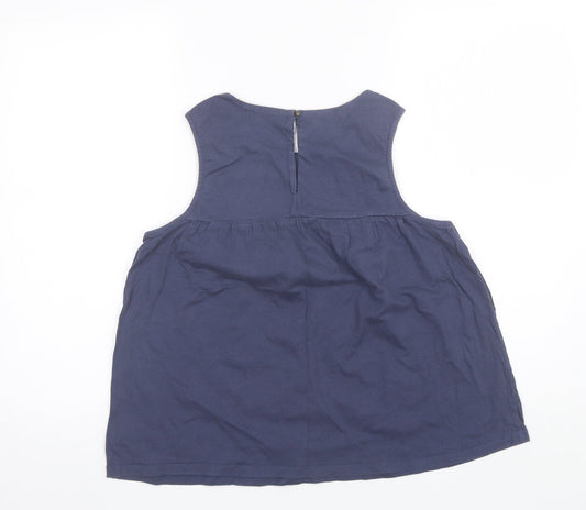 Clockhouse Womens Blue Cotton Basic Blouse Size L Round Neck