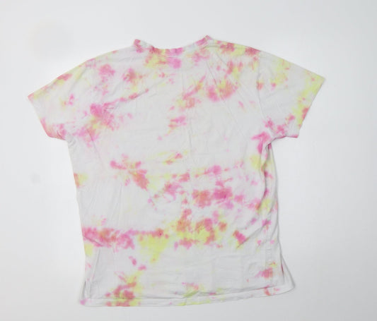 Primark Womens Multicoloured Cotton Basic T-Shirt Size L Crew Neck - Batik
