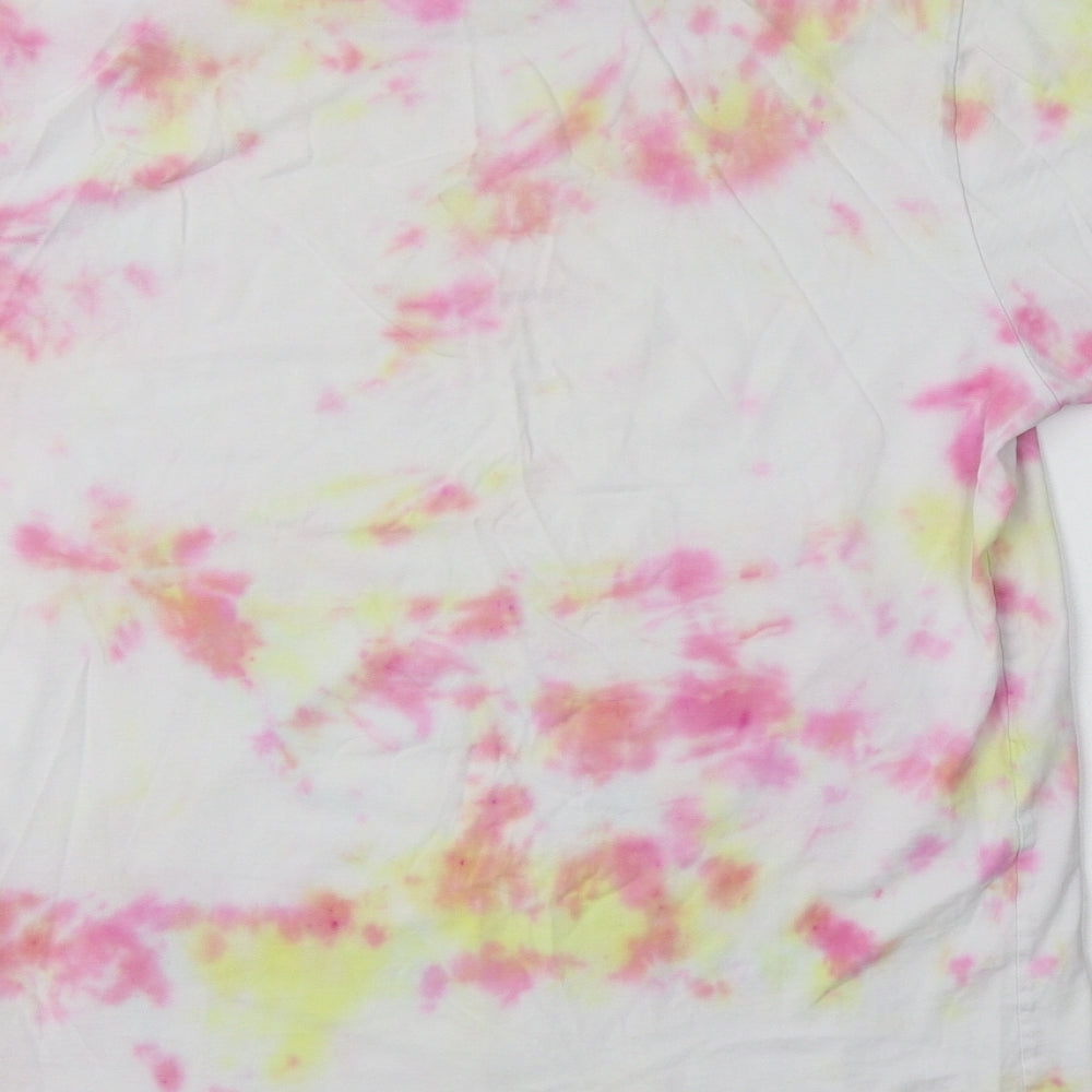 Primark Womens Multicoloured Cotton Basic T-Shirt Size L Crew Neck - Batik