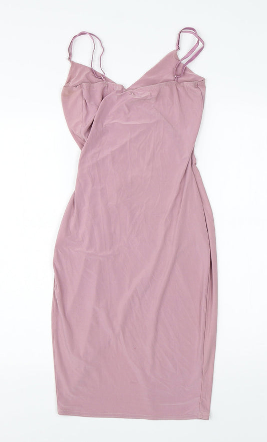 In the Style Womens Pink Polyester Shift Size 8 Square Neck