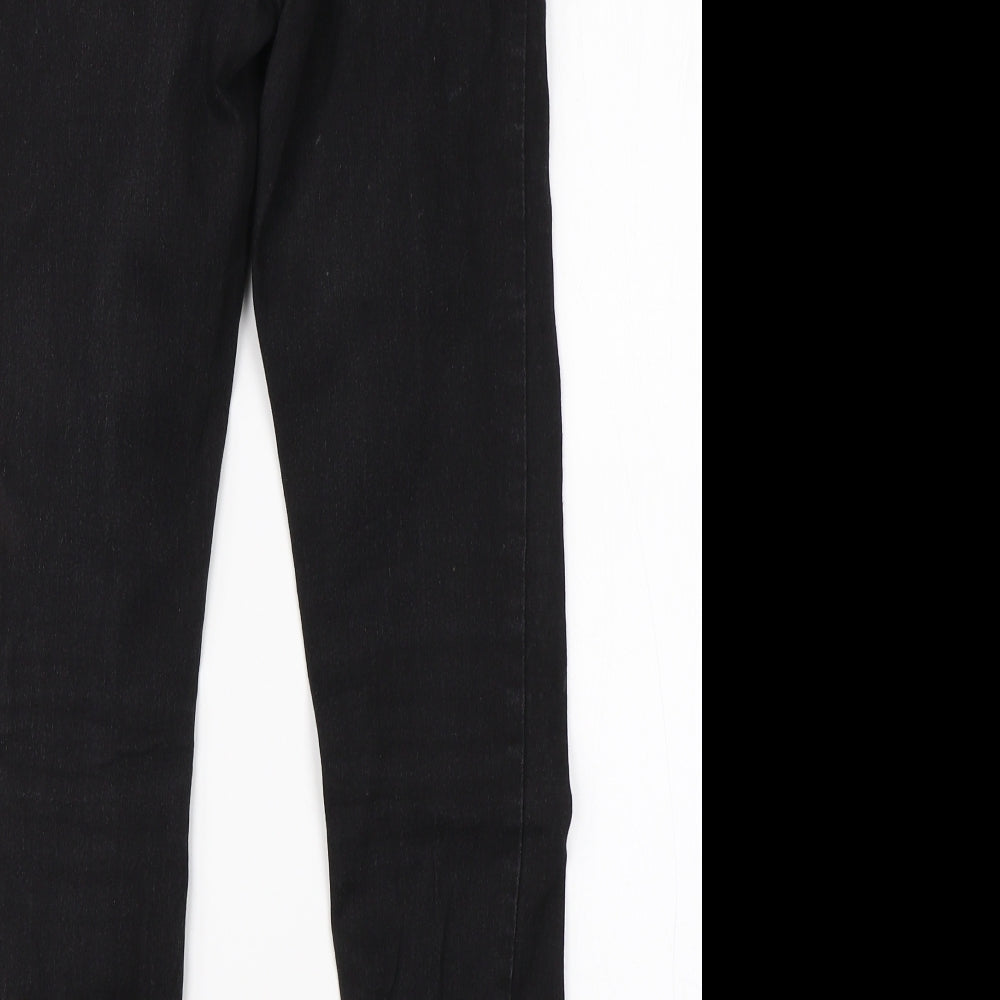Brand and care label for New Look women’s black cotton skinny jeans, size UK 10, 25-inch leg regular