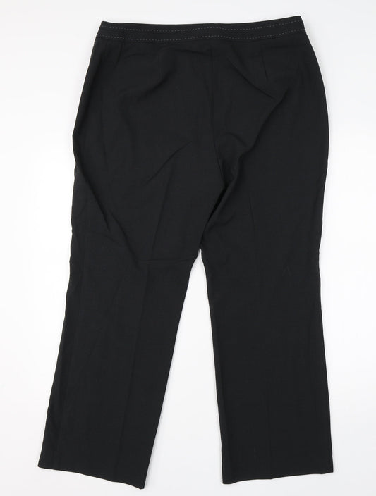M&S Womens Black Viscose Dress Pants Trousers Size 16 L26 in Regular