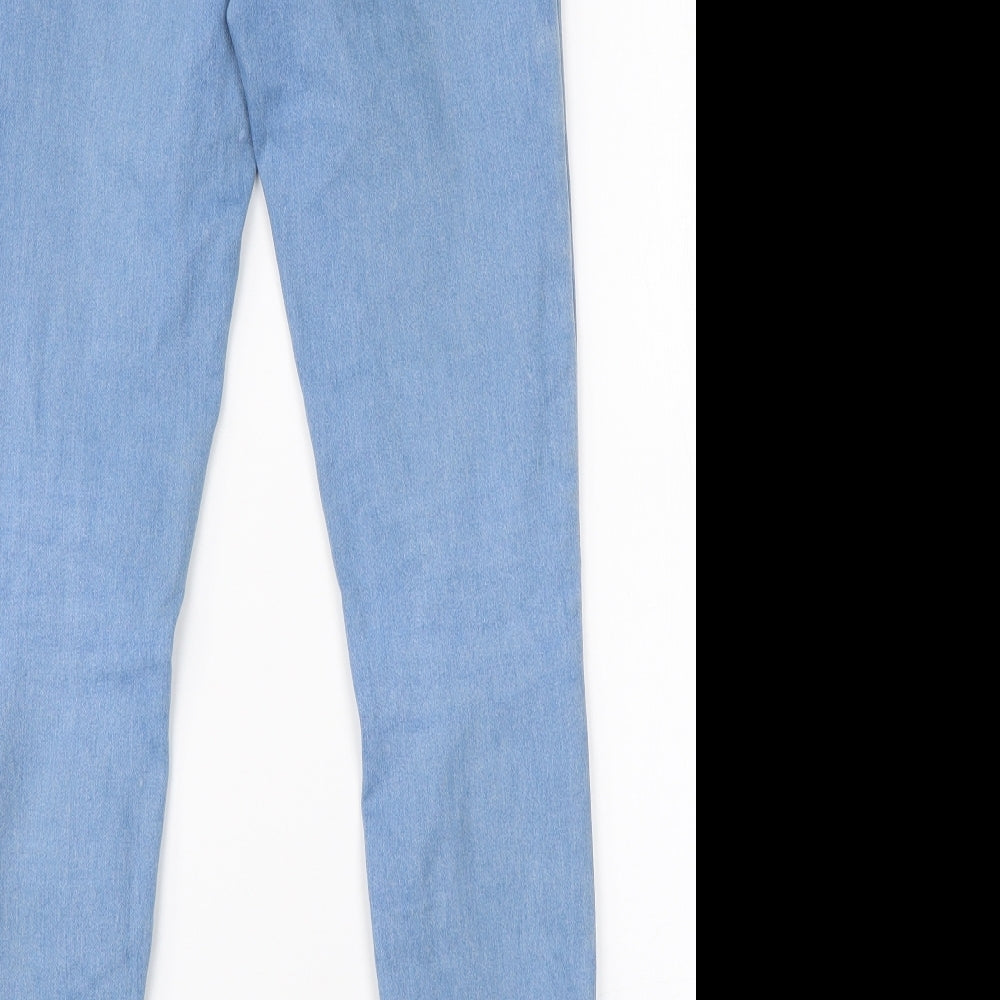 Brand and care label for Denim Co women’s blue cotton skinny jeans, size UK 6, 28-inch leg regular