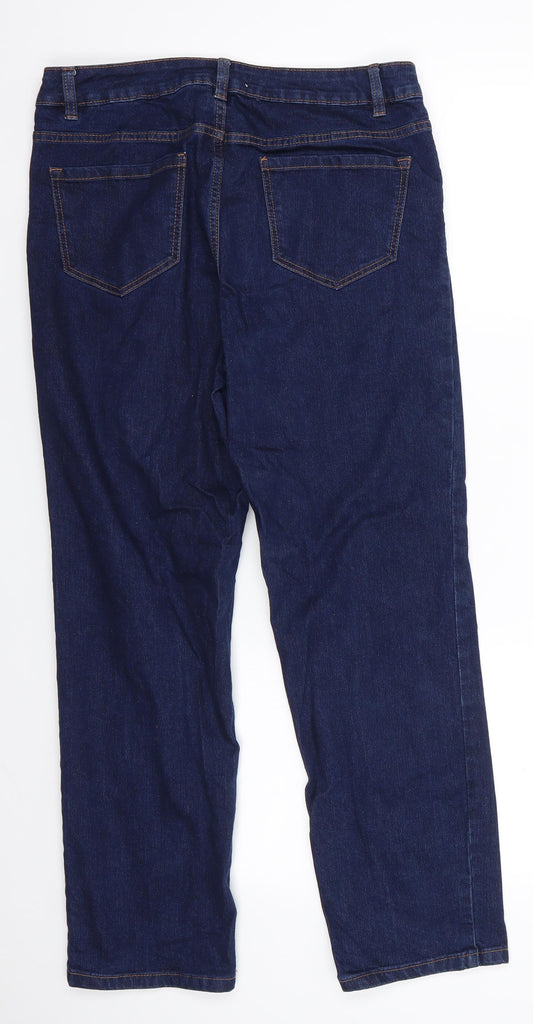 George Womens Blue Cotton Straight Jeans Size 12 L27 in Regular - Dark Blue