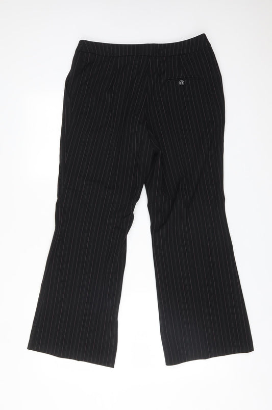 M&S Womens Multicoloured Striped Polyester Dress Pants Trousers Size 12 L28 in Regular