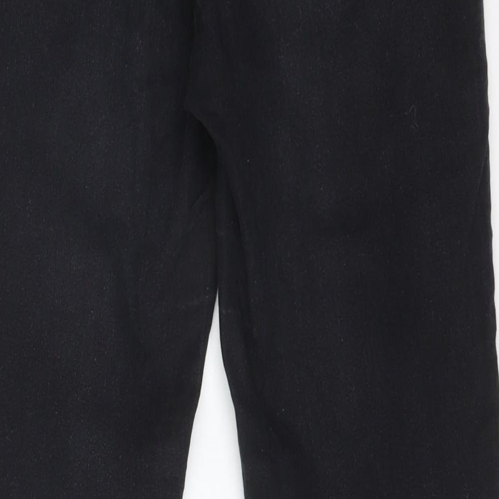 Brand and care label for DENIM CO women’s black cotton skinny jeans, size UK 8, 27-inch leg regular