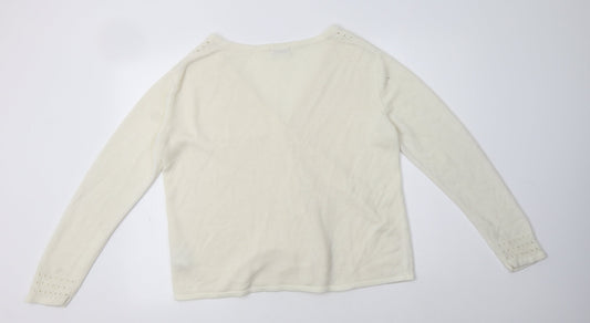 Damart Womens Ivory V-Neck Acrylic Cardigan Jumper Size 16