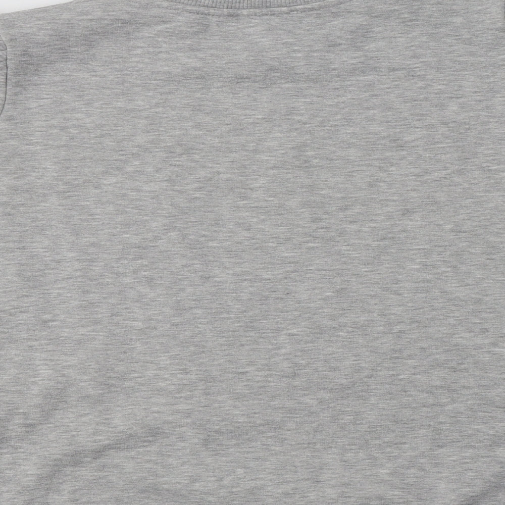 Brand and care label for Papaya women’s grey cotton pullover sweatshirt, size UK 14