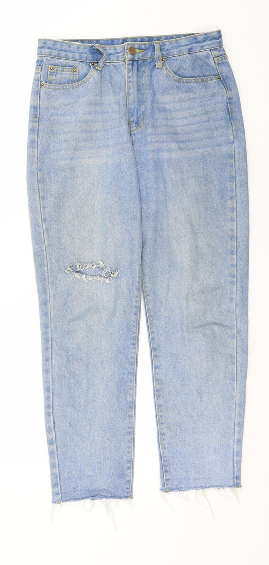 Additional front view of SHEIN women’s blue cotton straight jeans, size M, 30-inch leg regular