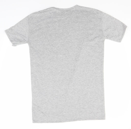 Boohoo Womens Grey Polyester Basic T-Shirt Size 12 Round Neck