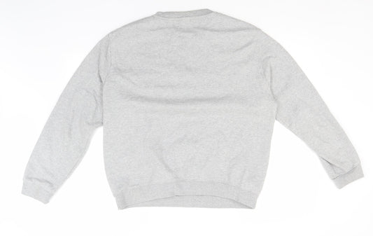 Preworn Mens Grey Round Neck Cotton Pullover Jumper Size L - Can't Work Today