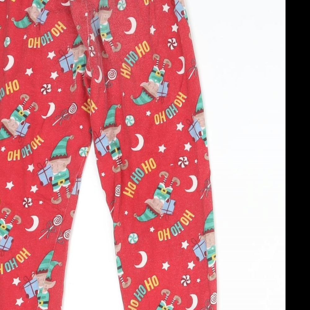 Made By Elves Boys Red Solid Cotton Pyjama Pants Size 5-6 Years - CHRISTMAS ELVES