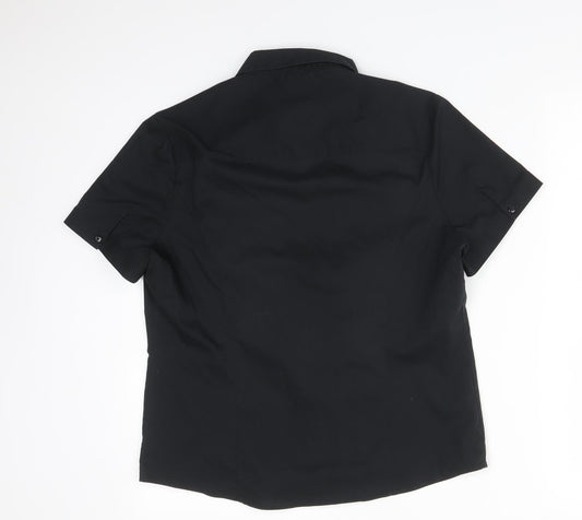 George Womens Black Polyester Basic Button-Up Size 12 Collared
