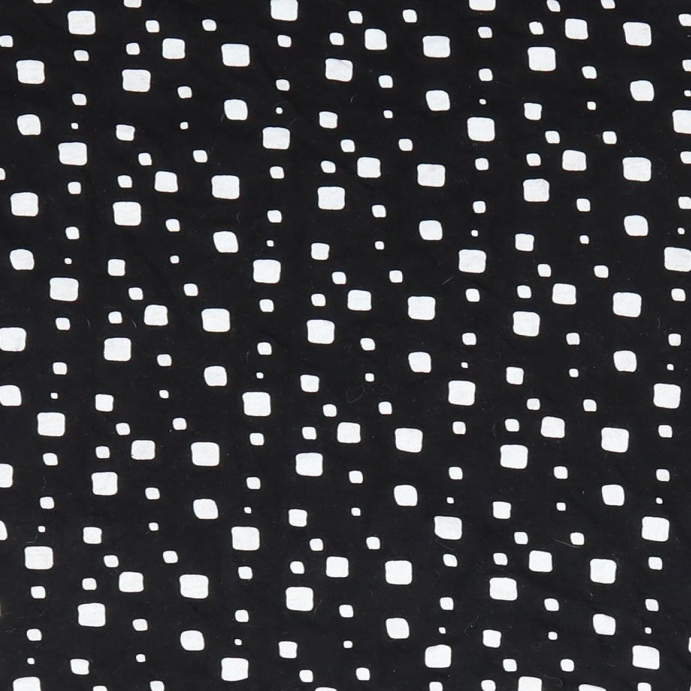 Primark Womens Black Polka Dot Cotton Basic T-Shirt Size 14 Roll Neck - Square Polka Dots