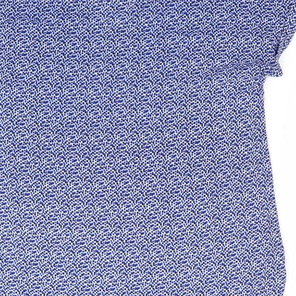 Papaya Womens Blue Geometric Polyester Basic Blouse Size 10 V-Neck - Small square blue mix pattern