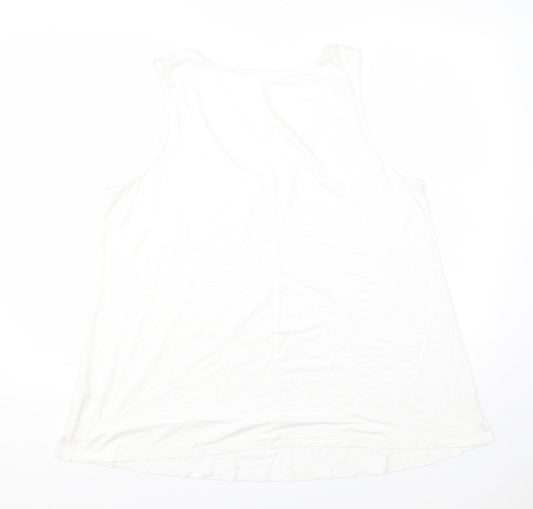 George Womens White Viscose Basic Tank Size 18 Round Neck