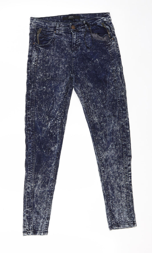 Additional front view of Select women’s blue cotton skinny jeans, size UK 8, 28-inch leg regular