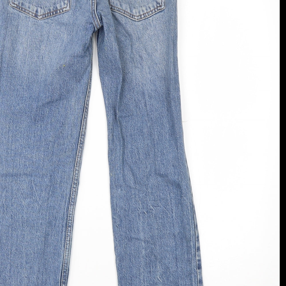 Brand and care label for ASOS women’s blue cotton cropped jeans, size UK 26, in, 23-inch leg regular