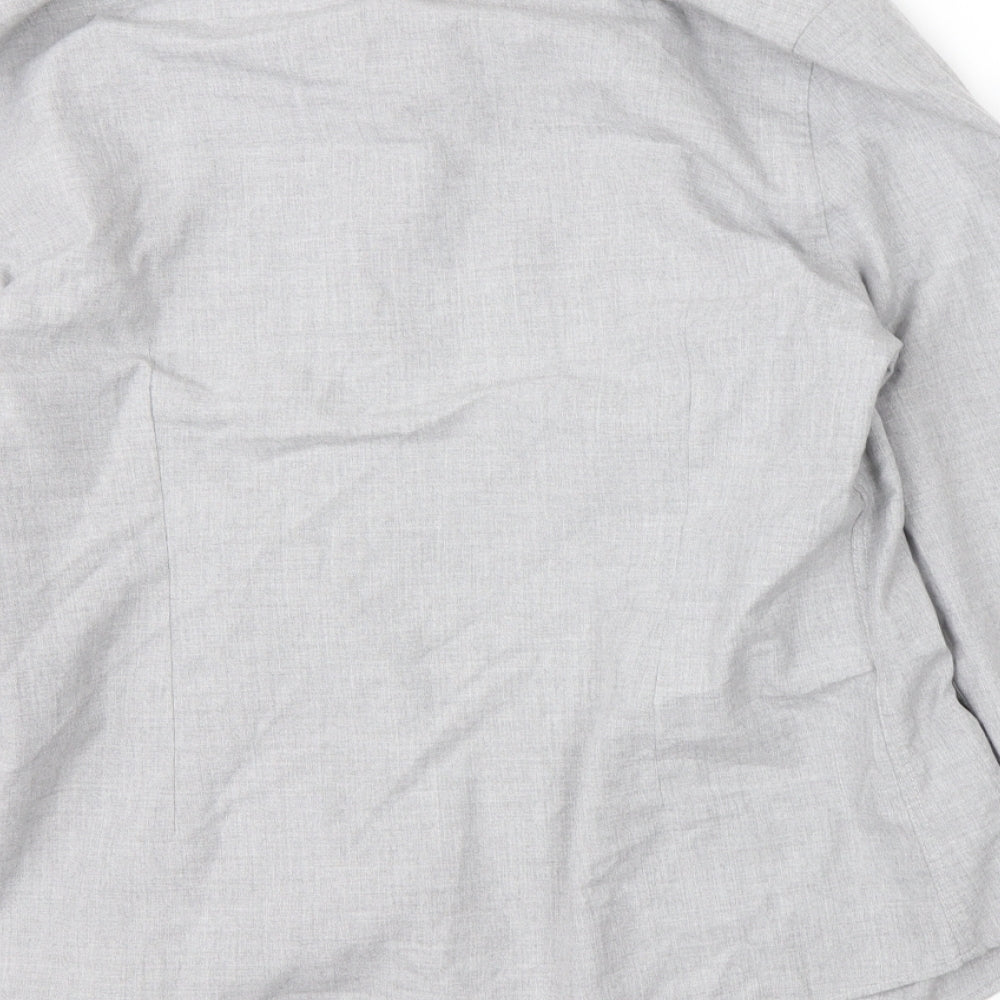 ASOS Mens Grey Polyester Button-Up Size M Collared Button