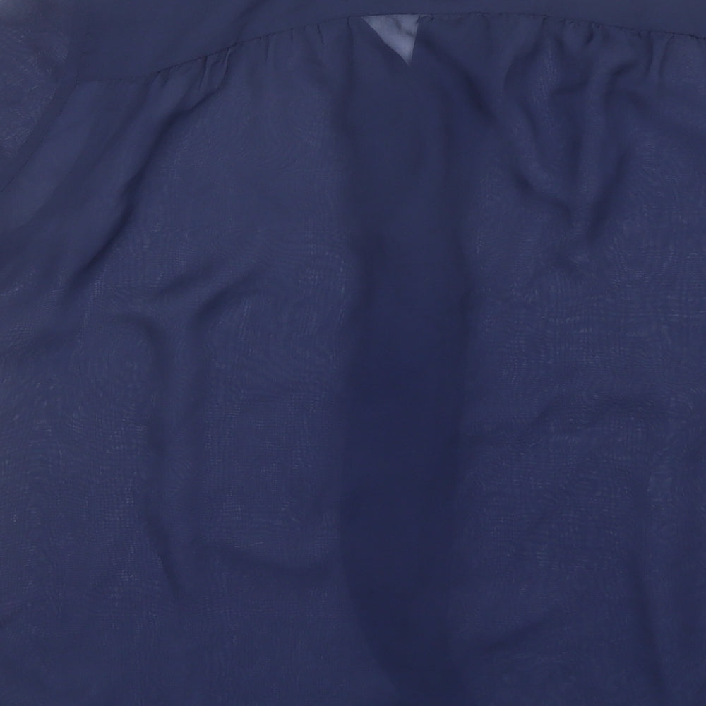 TU Womens Blue Polyester Basic Blouse Size 10 V-Neck