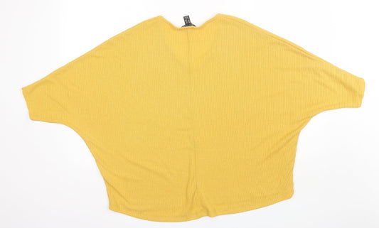 Womens UK Size M New Look Yellow Basic Blouse