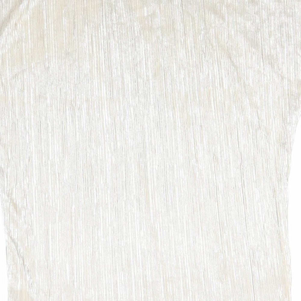 Papaya Womens Gold Striped Polyester Basic T-Shirt Size 12 Round Neck