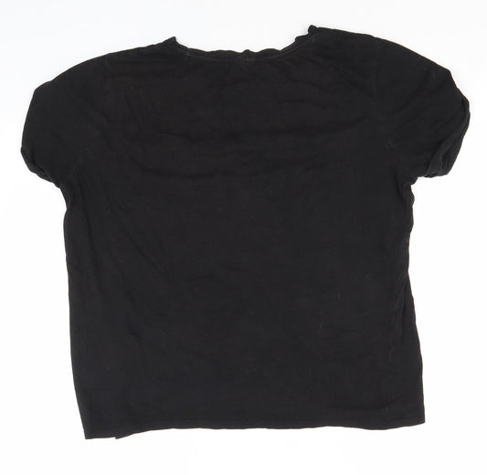 Divided Womens Black Basic T-Shirt Size L Round Neck - Au Revoir 1989 - 96