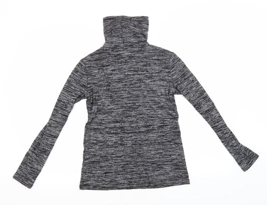 Lottie Womens Grey Roll Neck Striped Viscose Pullover Jumper Size 8